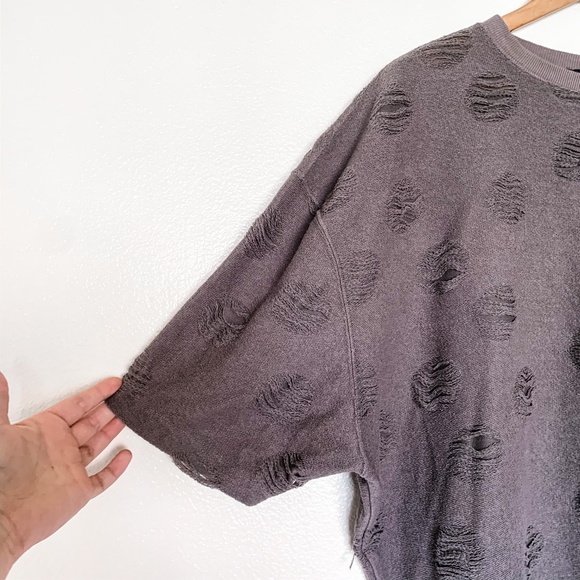 Zara Distressed Oversized Crew Neck Sweater - Picture 5 of 6